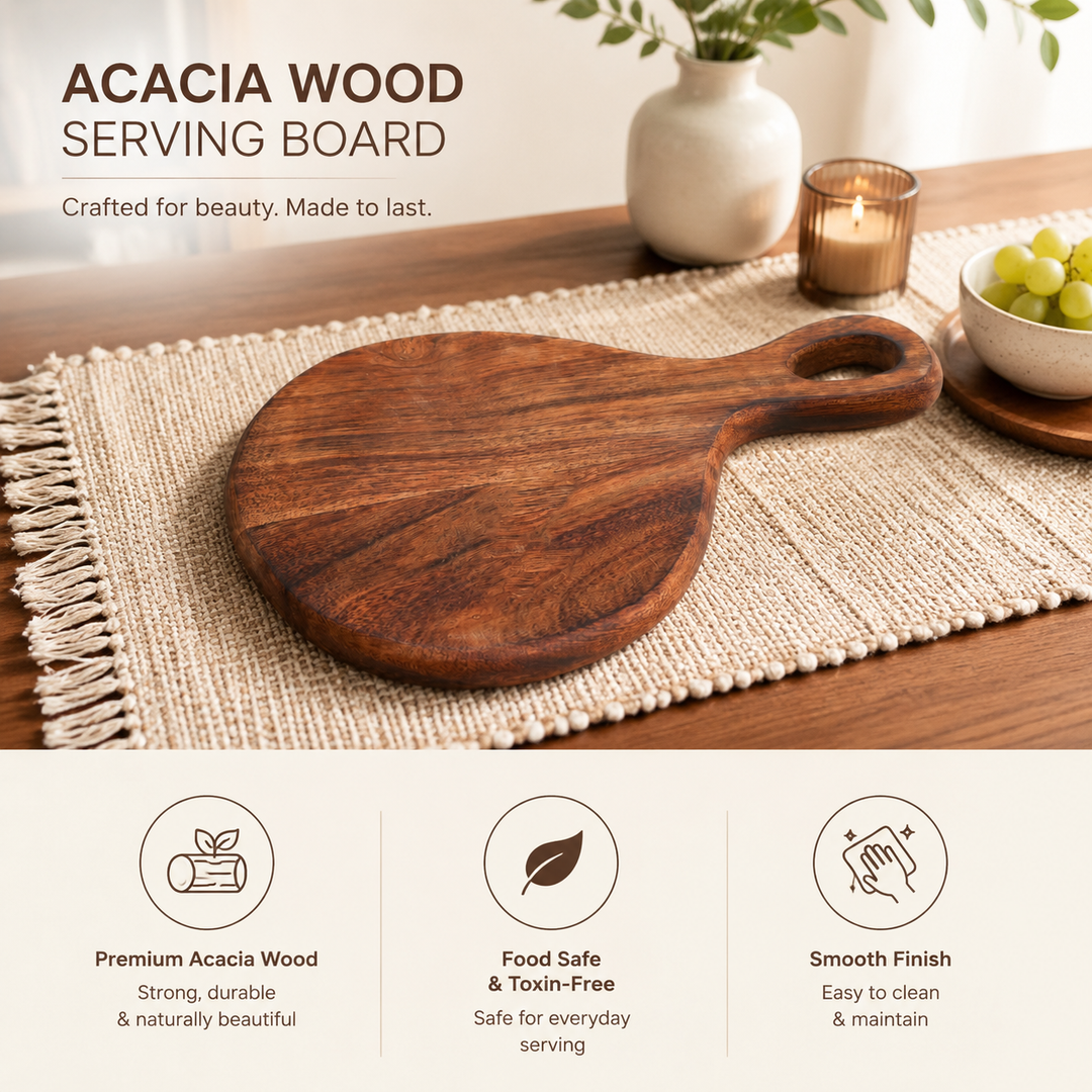 Heritage Teardrop Chopping Board in Acacia Wood 18x28 cm