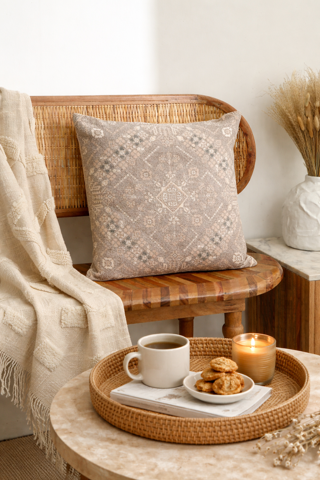 Frost Geometry Printed Cushion – 45 × 45 cm