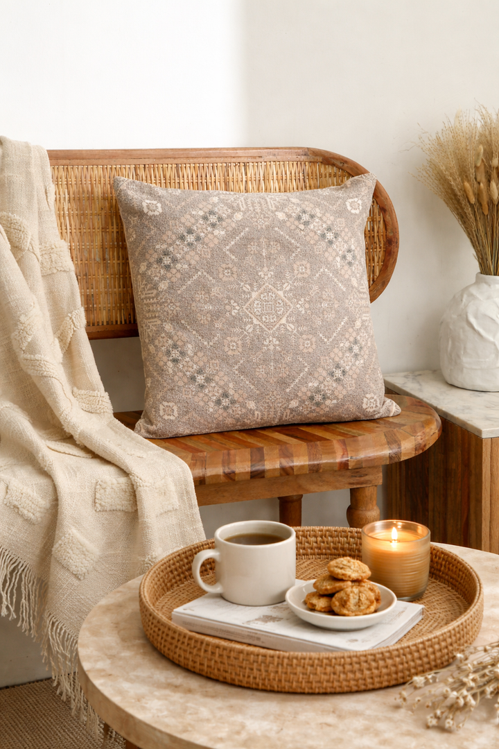 Frost Geometry Printed Cushion – 45 × 45 cm