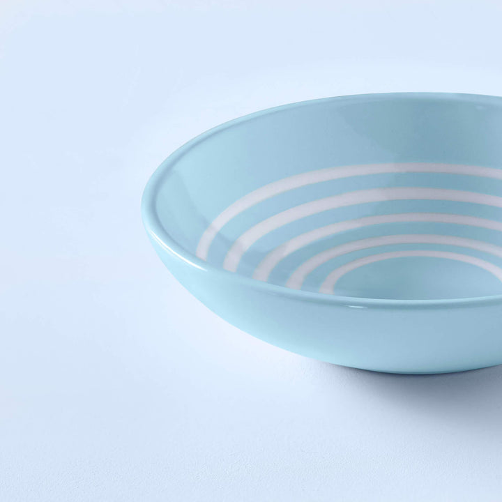 Bol à céréales en céramique rayures bleues fait main vaisselle durable