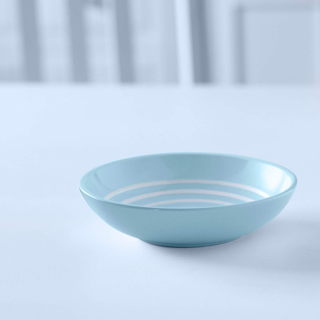Bol à céréales en céramique rayures bleues fait main vaisselle durable