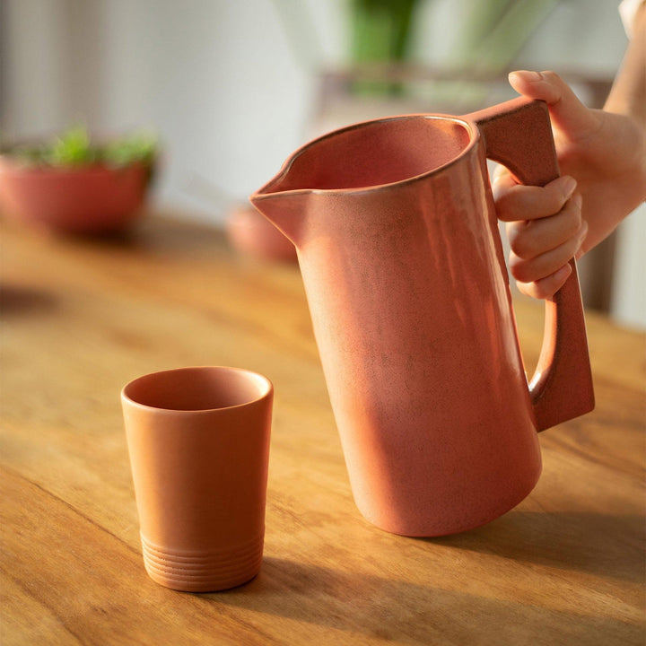 RUSTIC REEF CERAMIC JUG WITH WOODEN LID