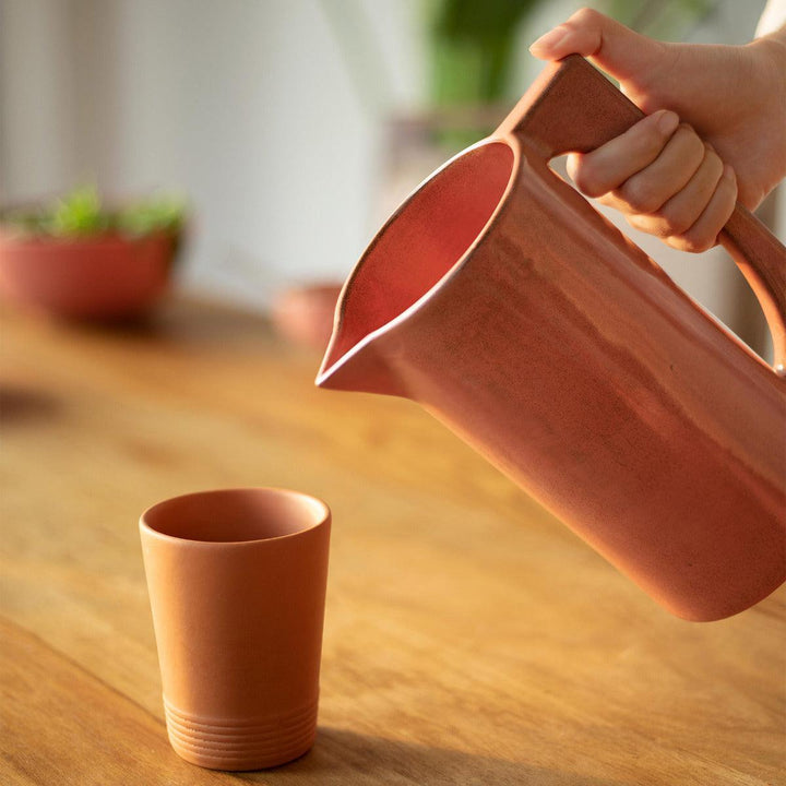 RUSTIC REEF CERAMIC JUG WITH WOODEN LID