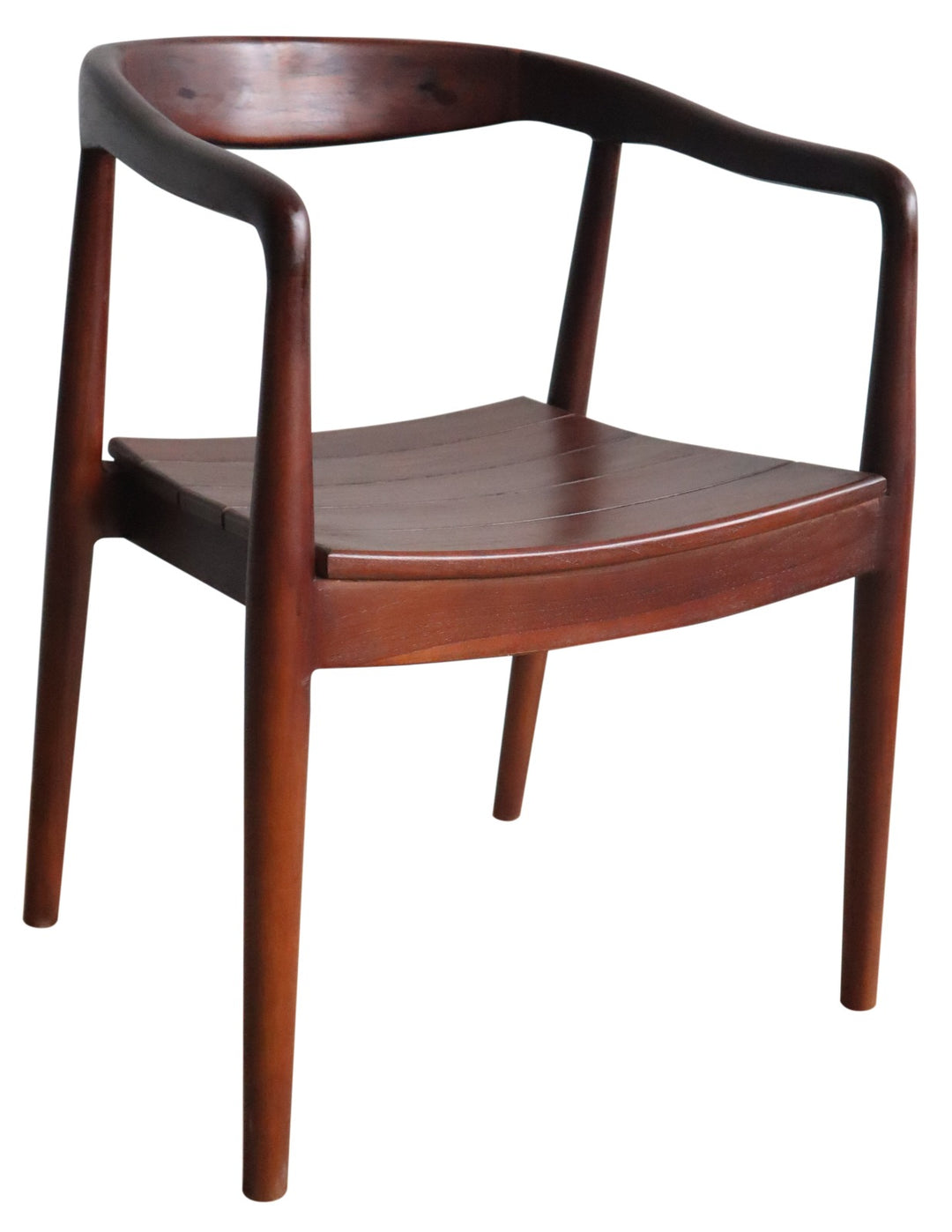 Modern Teak Wood Dining Chairs Set of 2 with Curved Arms