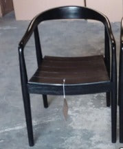 Modern Teak Wood Dining Chairs Set of 2 with Curved Arms